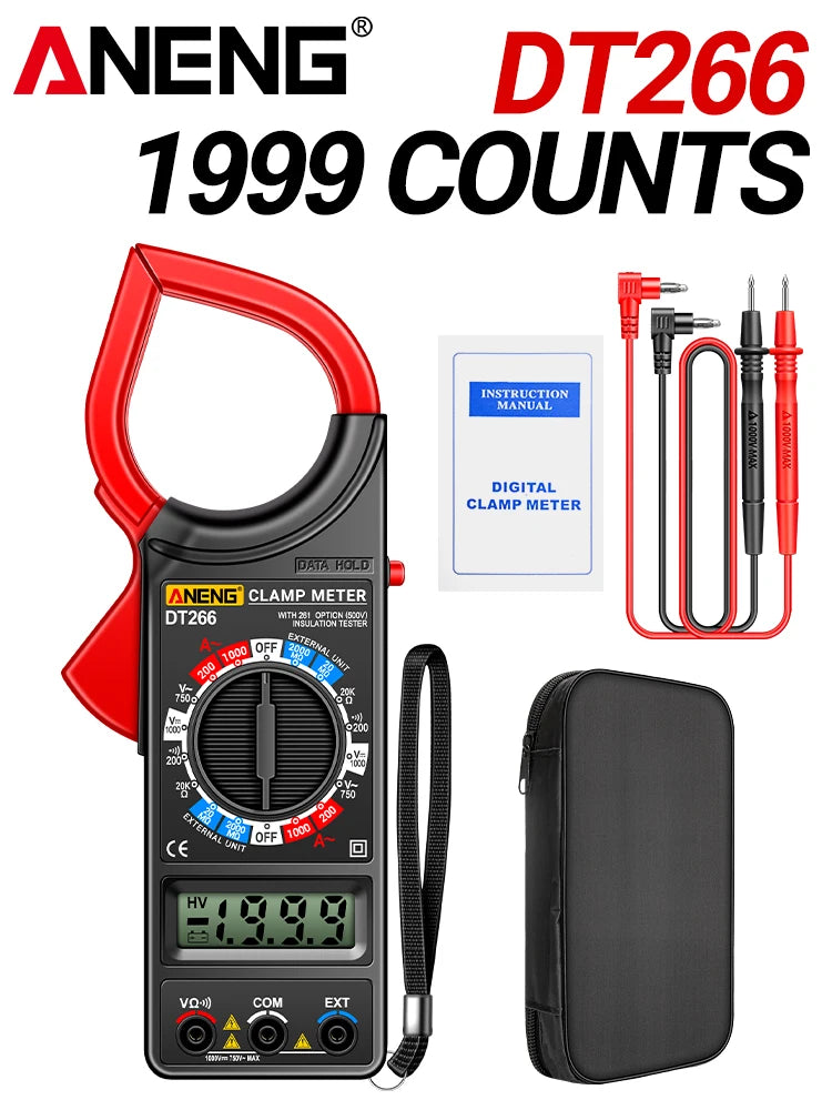 Digital Clamp Meter Multimeter Professional True RMS 1999 Count AC/DC Voltage Large Resistance Voltmeter Ohmmeter Tester Tools