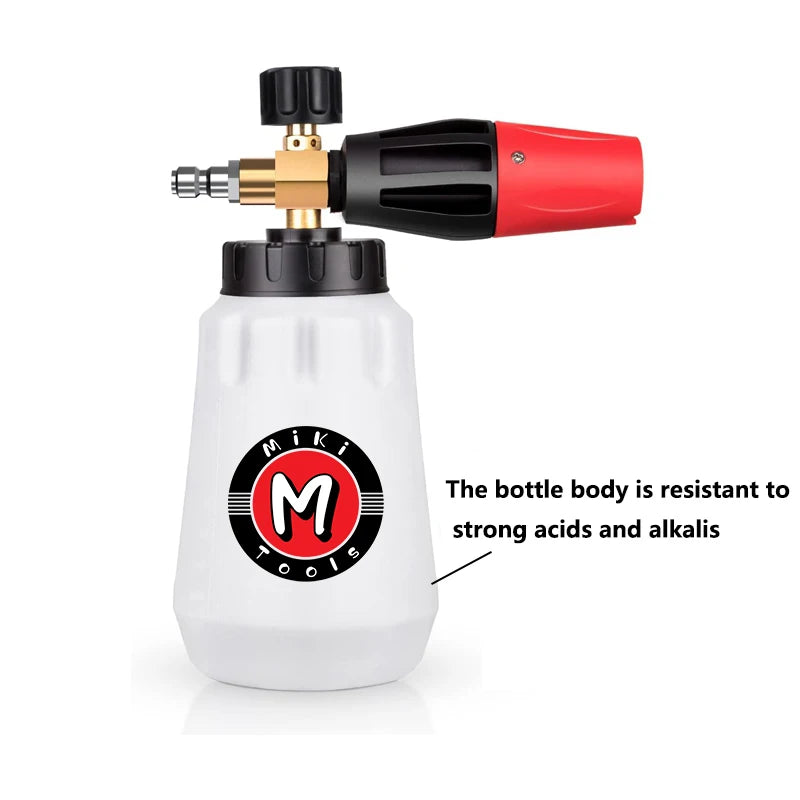 Snow foam cannon 1L, heavy duty wide neck foam gun with quarter inch quick connector