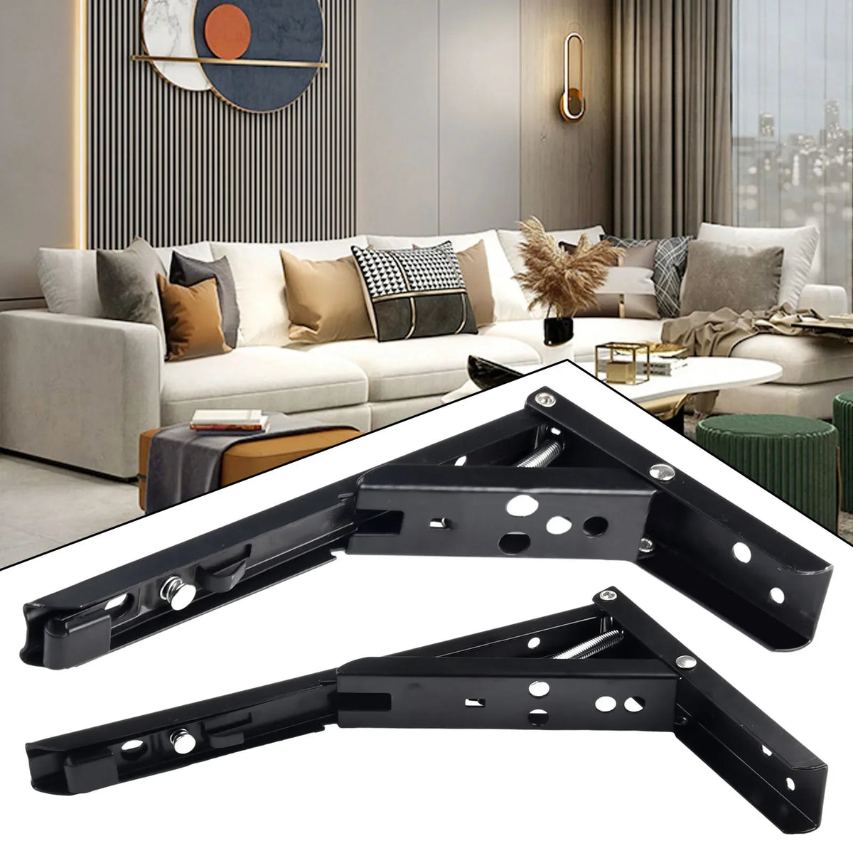 4/8/10/12 Inch Wall Mounted Triangle Folding Angle Bracket Work Bench Table Shelf Bracket Furniture Heavy Support Hardware