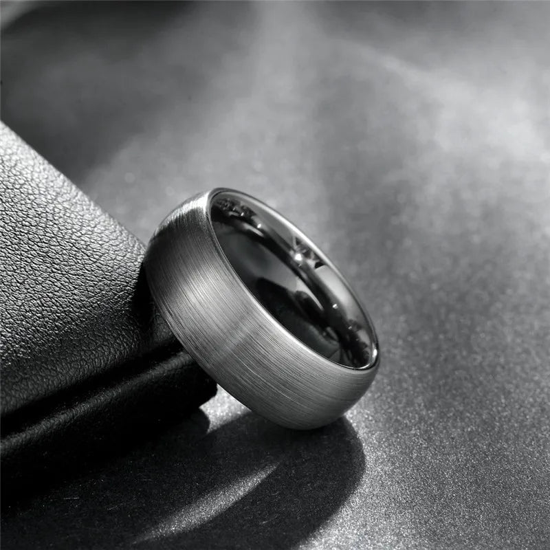 Men's Tungsten Carbide Wedding Band Ring - Brushed Silver 6mm/8mm - image 4