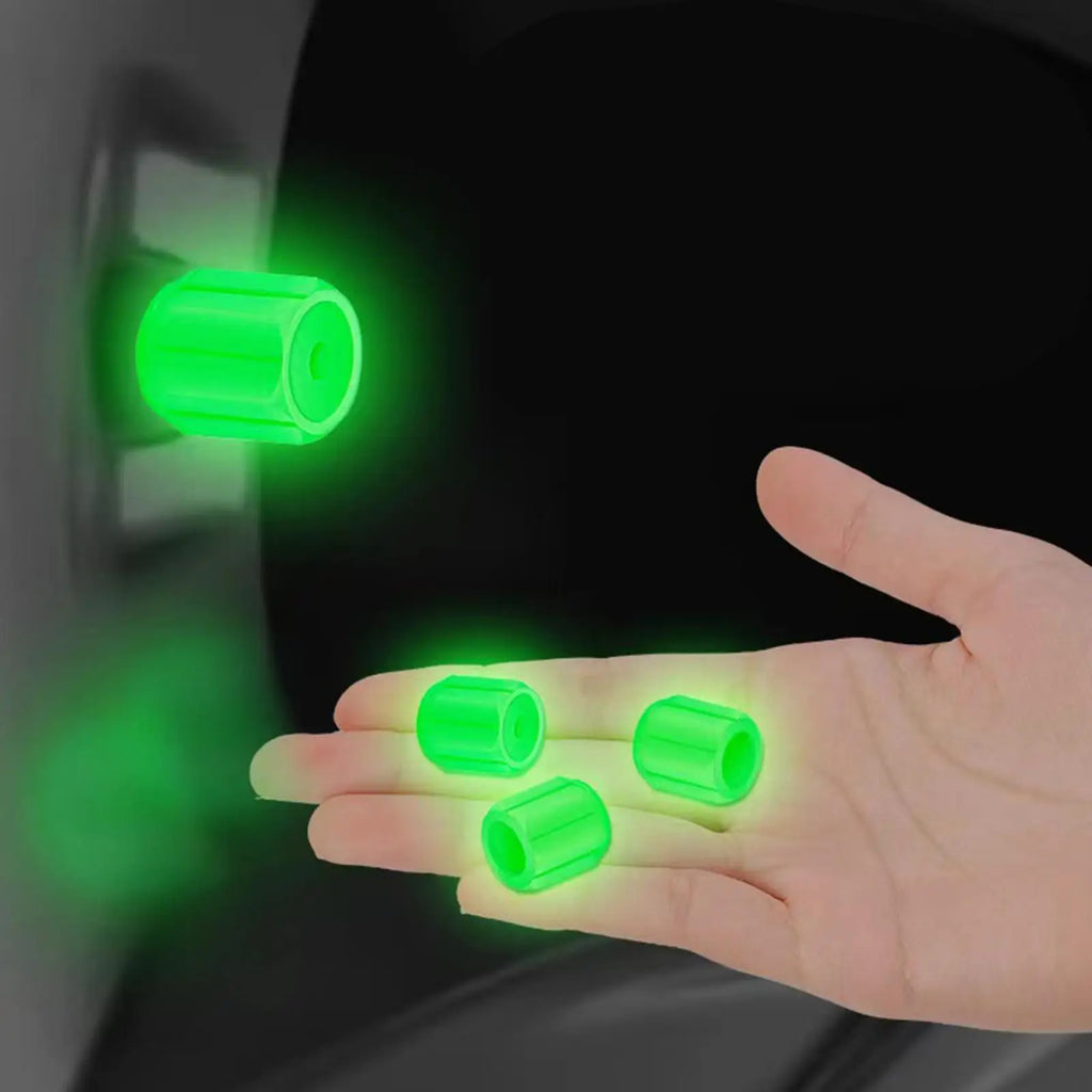 Glow in the Dark Tire Valve Stem Caps, Set of 4