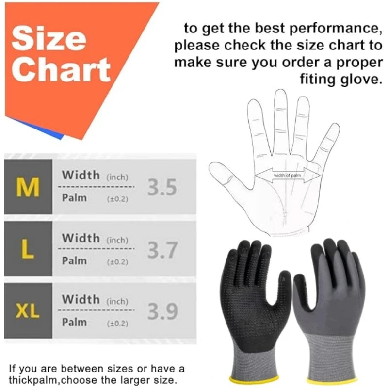 MicroFoam Nitrile Coated Safety Work Gloves Non-Slip Seamless Knit Nylon Work Gloves for Men Mechanic Gardening Industrial Auto