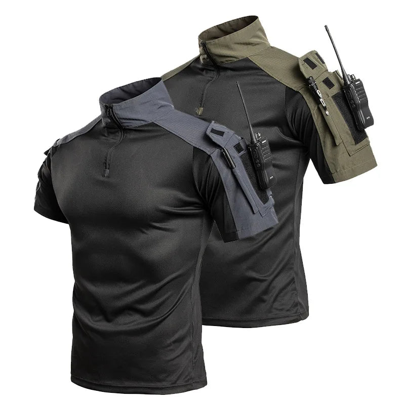 Men's Short Sleeve Camo Tactical Combat Shirt