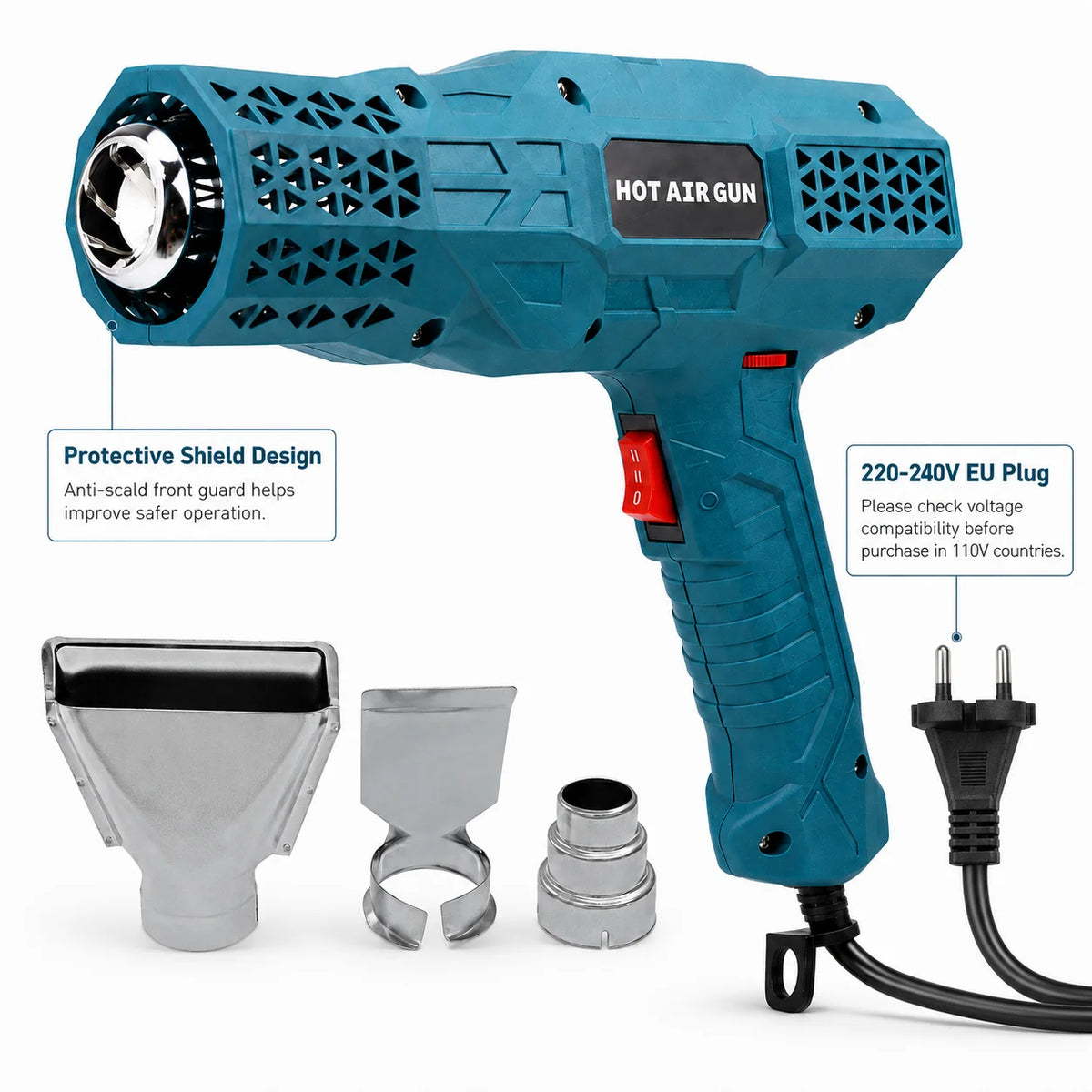 2000W 220V Variable Temperature Electric Heat Gun, Adjustable Hot Air Gun