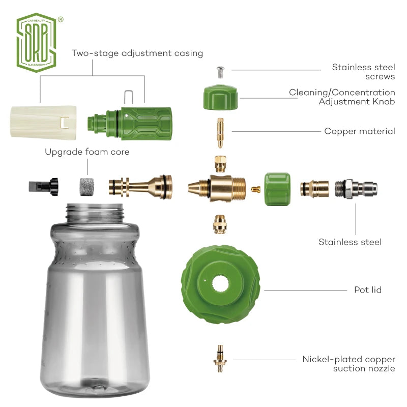 Foam Cannon, Car Foam Blaster Wide Neck Adjustable Snow Foam Lance and Thick Foam for Pressure Washer with 1/4" Quick Connector