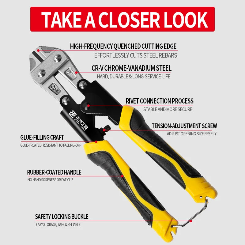 Fast and Sharp Labor-Saving Bolt Cutter for Cutting Wire and Bar Steel
