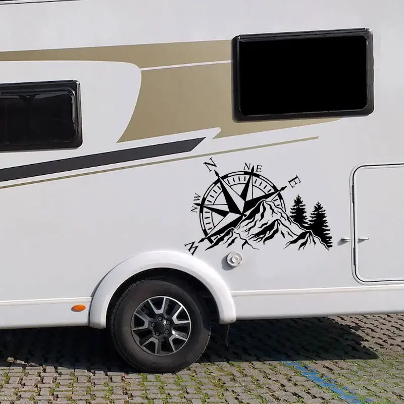 Compass Rose and Mountain Vinyl Decals for Car, Trailer and Wall - view 7