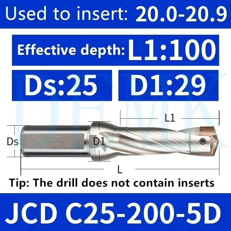Indexable U Drill with Internal Cooling, 3D-10D, 10-25mm Diameter