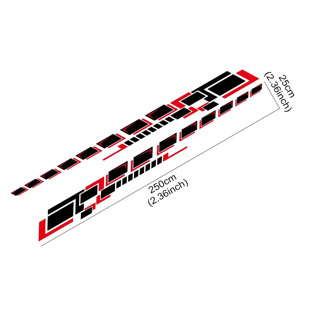 Car Body Side Strip Decal, Long Vinyl Stripe, 2pc