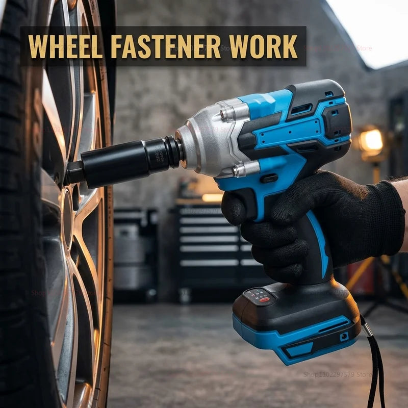 Cordless Electric Impact Wrench High Torque for Automotive Construction DIY Home Use Hand Tools No Battery Included Heavy Duty