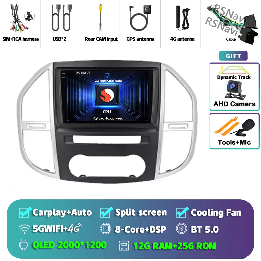 9" CarPlay Android Auto GPS Stereo for Mercedes Vito W447 - image 6