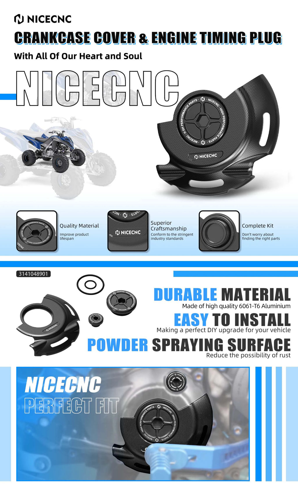 Engine Crankcase Cover Guard and Timing Plug Kit for Yamaha YFZ450R - view 7