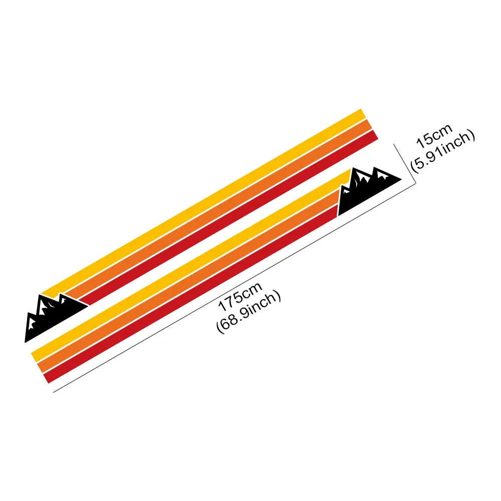 Retro Mountain Stripe Door Decals for Ford Bronco, 2 pcs