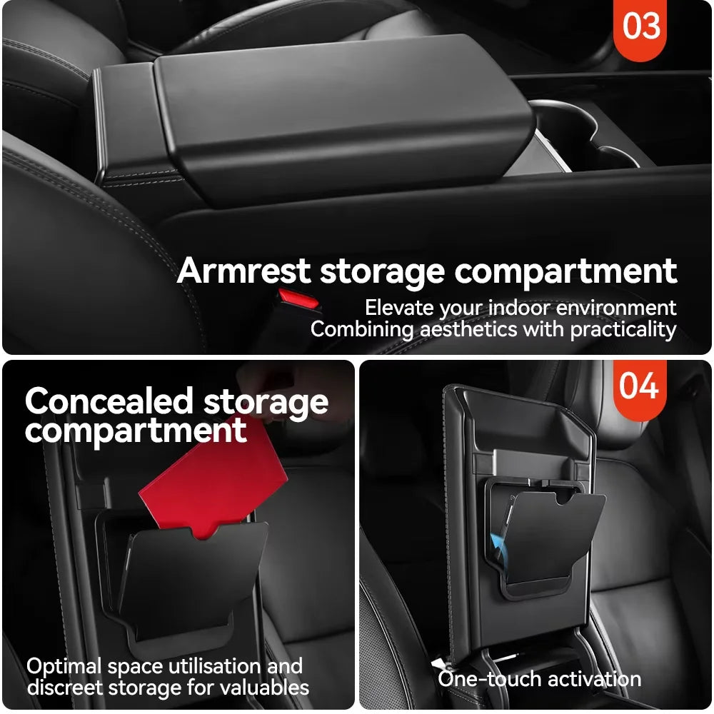 Center Console Hidden Storage Box for Tesla Model 3 and Model Y