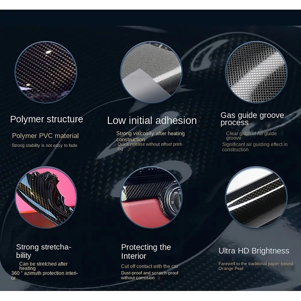 50 x 30cm Carbon Fiber Vinyl Wrap Film, High Gloss 3D 6D Effect - view 5