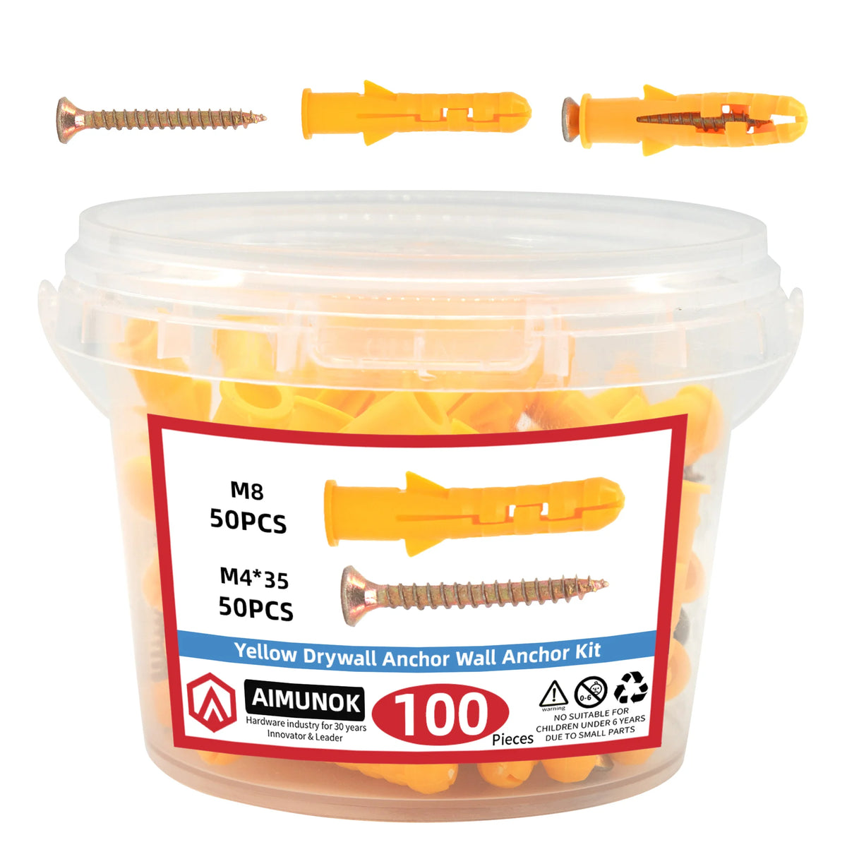 100-Piece Drywall Anchors & Screws Kit – 1/4 x 1-1/2 Inch