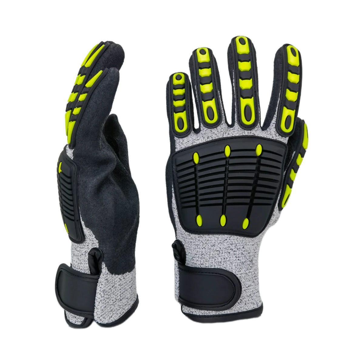 Cut Resistant Gloves Level C, Nitrile Sandy Work Gloves with TPR Knuckle Guard, EN388 4X42CP Safety Gloves for Mechanics