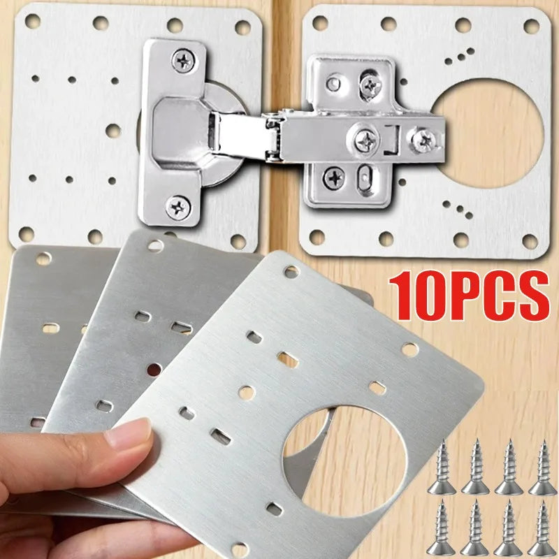 Stainless Steel Cabinet Hinge Repair Plate Kit with Screws