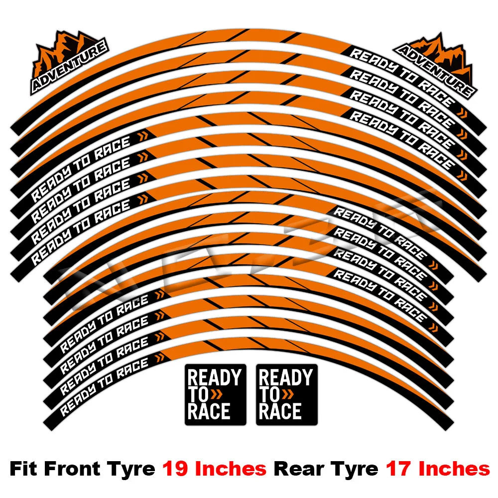 Reflective Motorcycle Rim Decal Stripe, 17-21 Inch Wheels