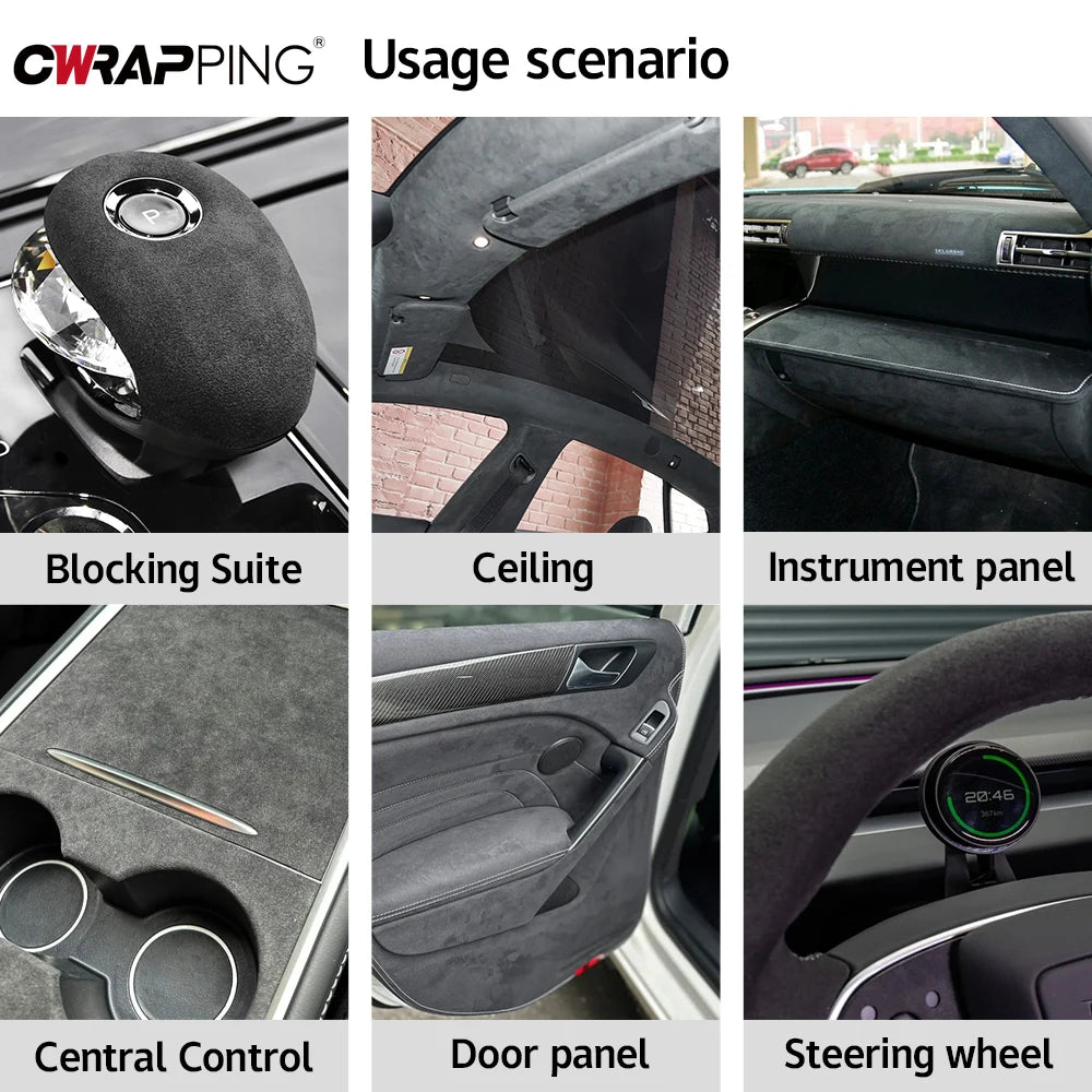Car Interior Suede Film Roll Self-Adhesive Vinyl Wrap Repair - image 6