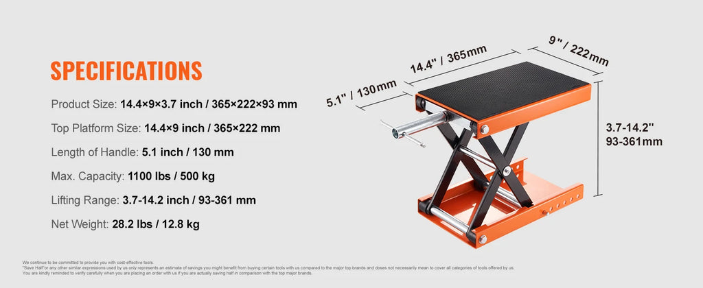 SucceBuy 1100lb Motorcycle Scissor Lift Jack with Safety Pin - image 15