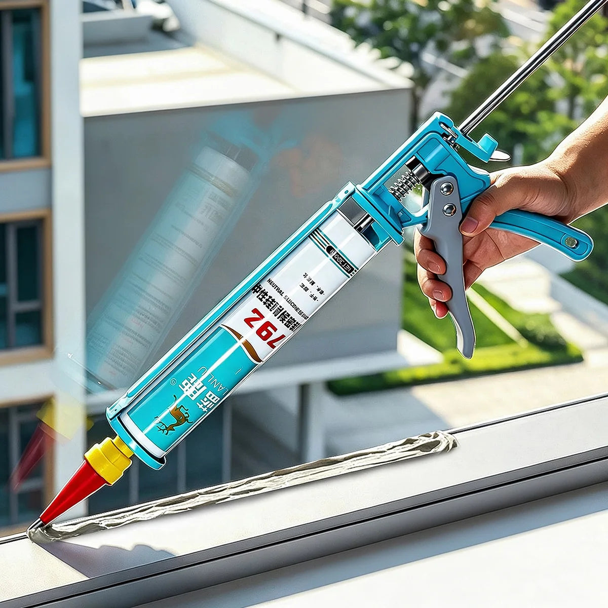 Manual Silicone Glass Glue Gun Skeleton Caulking Caulk Cartridge Skeleton Gun Caulking Applicator Tool Set For Doors Windows