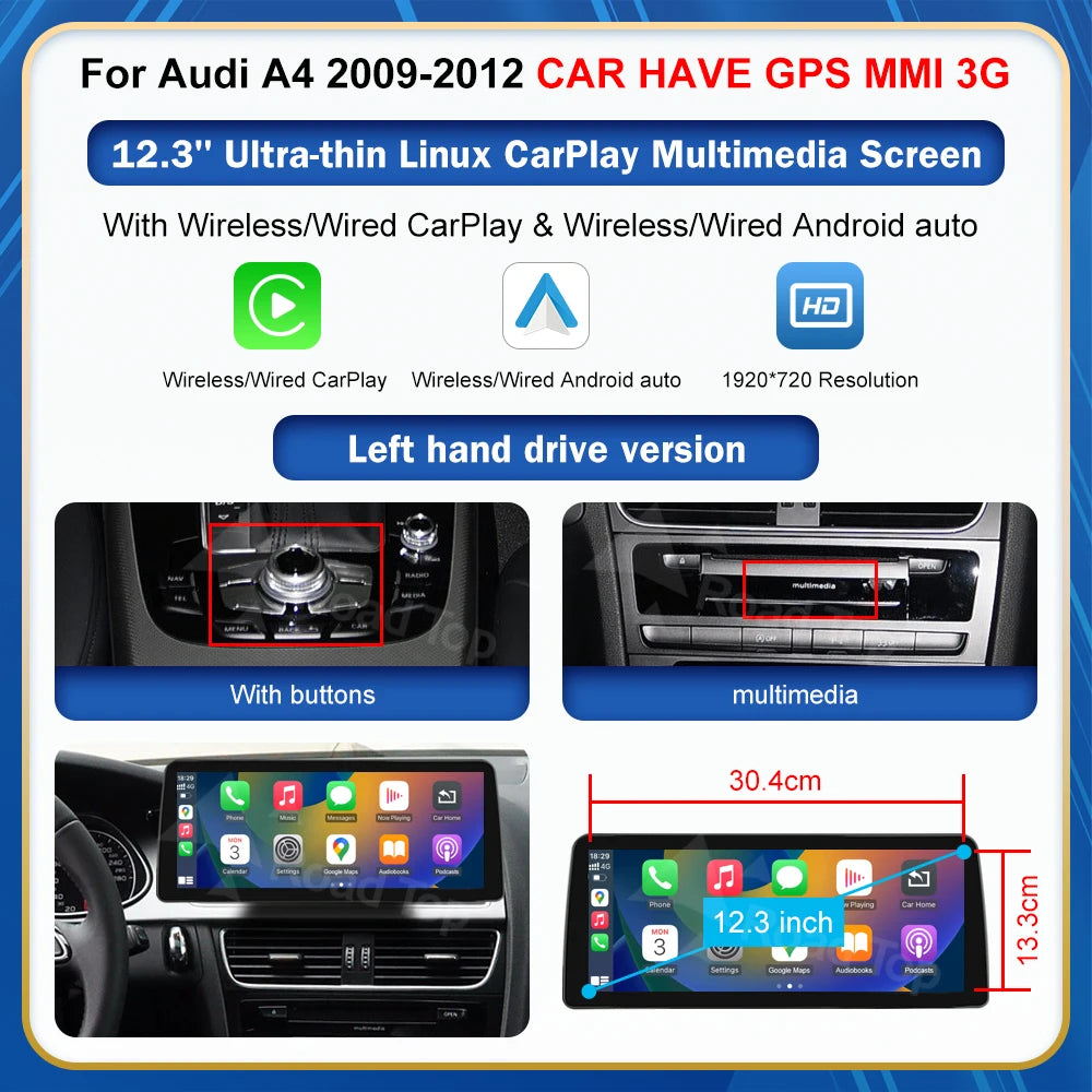 8.9" Touch Screen Car Multimedia Player for Audi A4 S4 2008-2016 - image 8