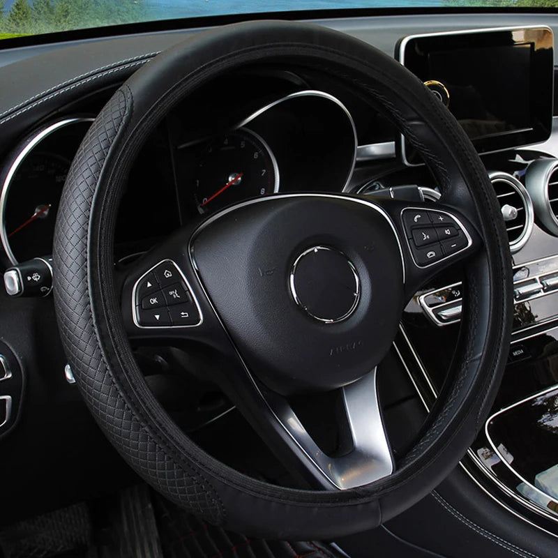 Full-Wrapped Car Steering Wheel Cover Anti-Slip Wear-Resistant Universal 37-39cm