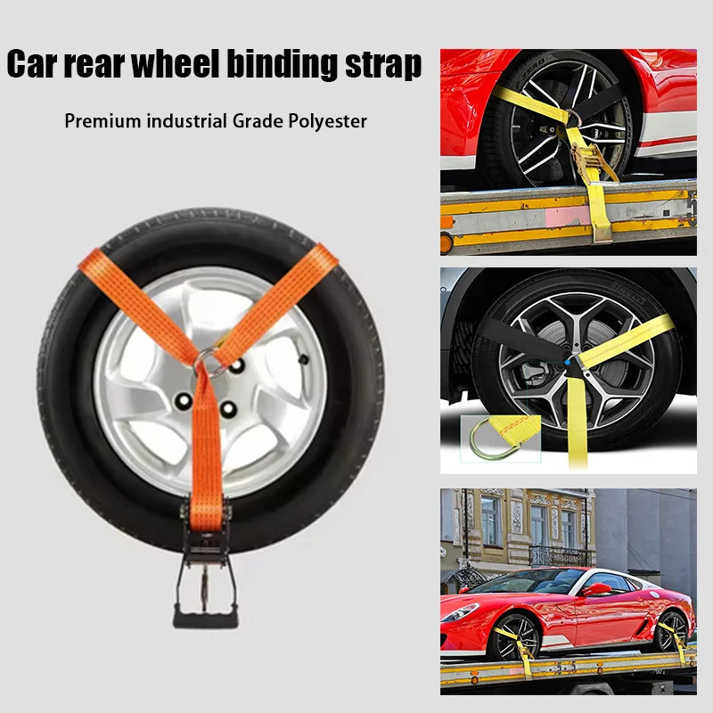 Ratchet Tie Down Strap Kit with Snap Hooks Car Tire Straps for Car Truck and Trailer