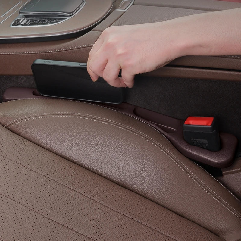 PU Leather Car Seat Gap Fillers with 2 Storage Grooves, Pair