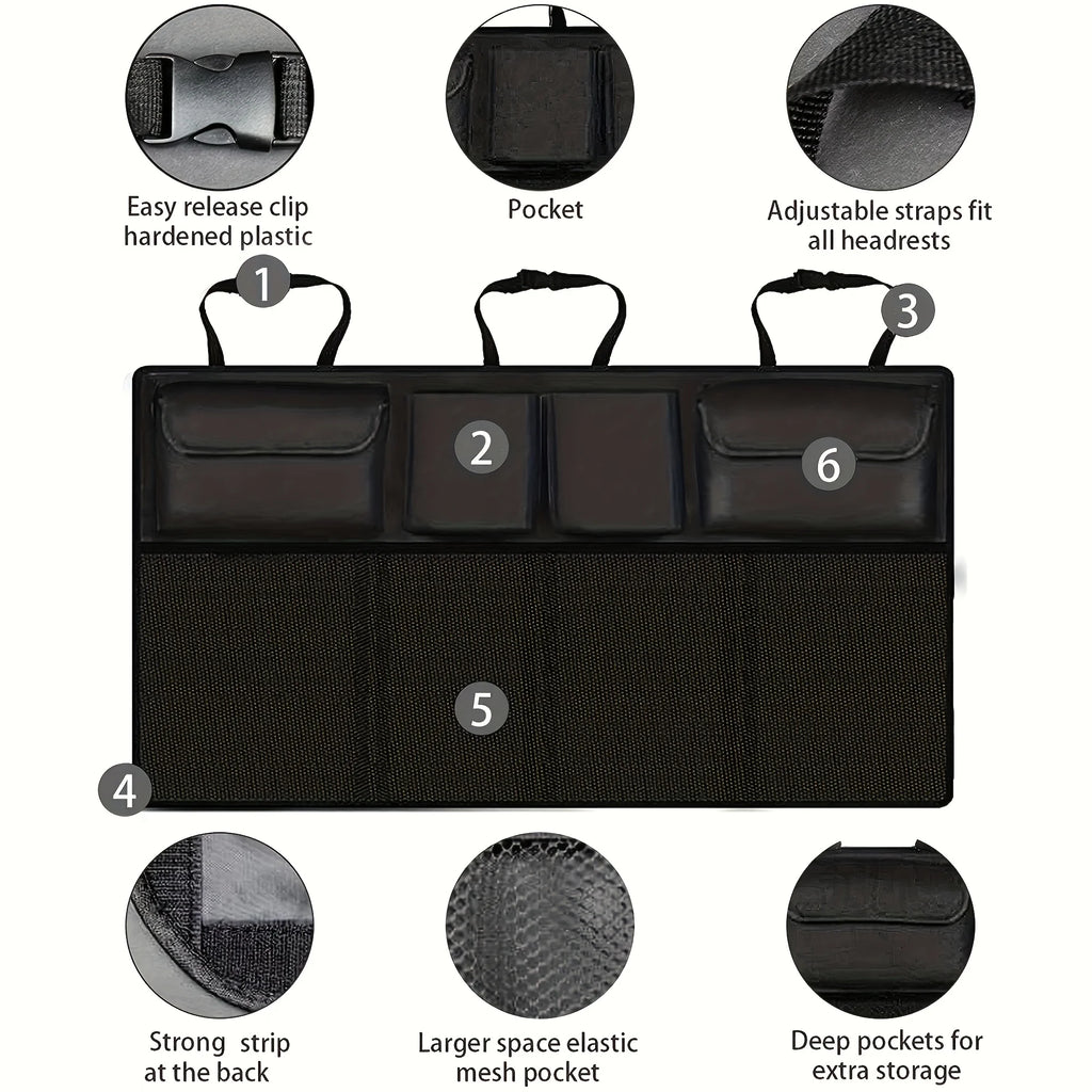 Oxford Cloth Seat Back Storage Bag with Mesh Pocket