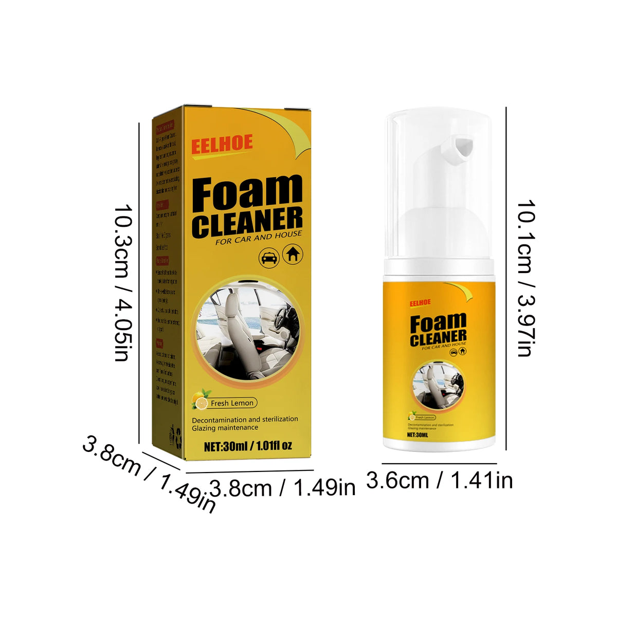 Multi-purpose foam cleaner spray for car interior and household surfaces