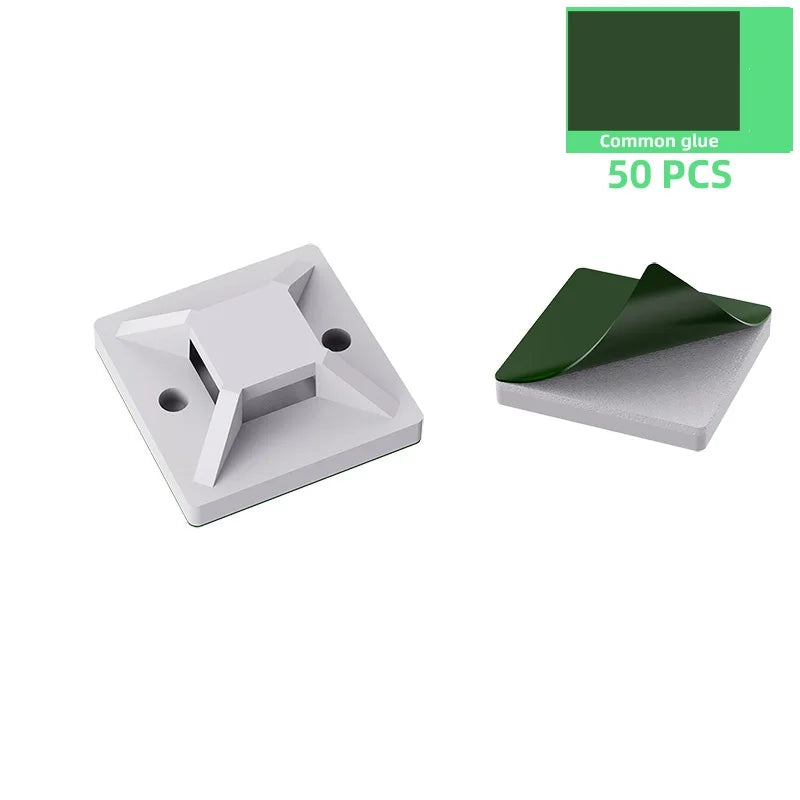 50/100/150pcs Nylon Self-Adhesive Cable Ties Mount Reusable Cable Management Organizer