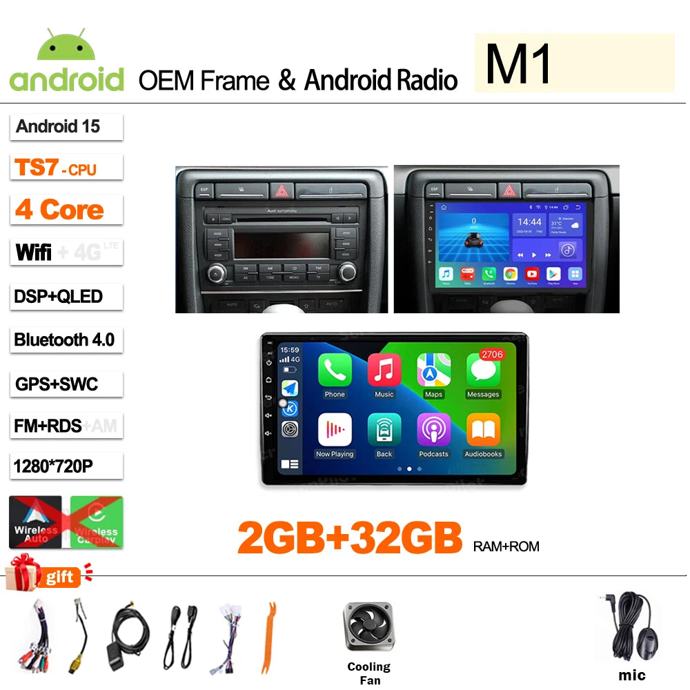 Android 16 9'' Car Radio for Audi A4/S4/RS4 2002-2009 CarPlay - image 10