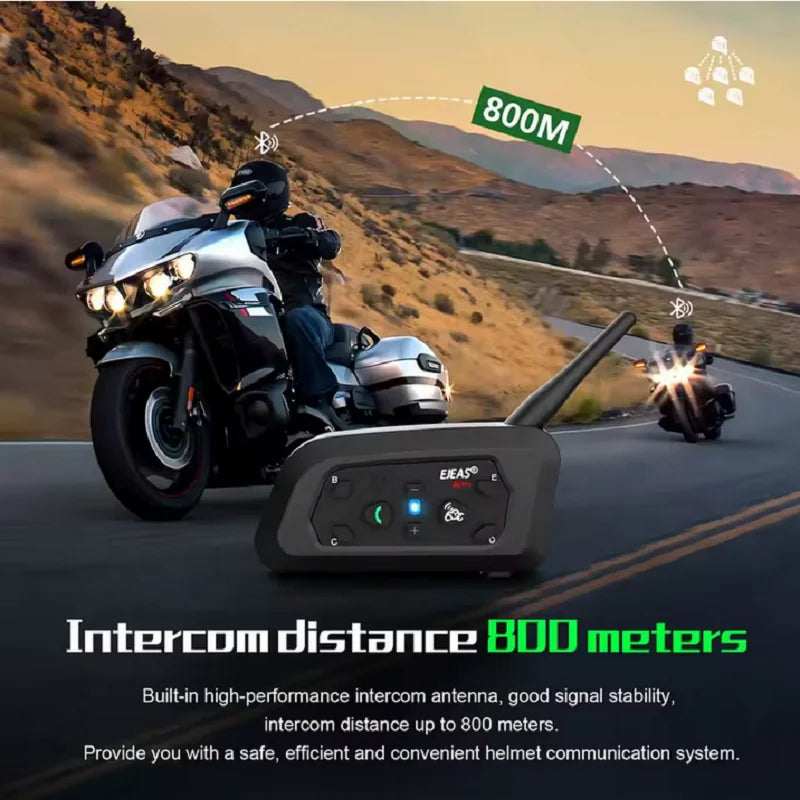 EJEAS V6 Pro+ Motorcycle Bluetooth Intercom Headset, 800m IP67 - image 3