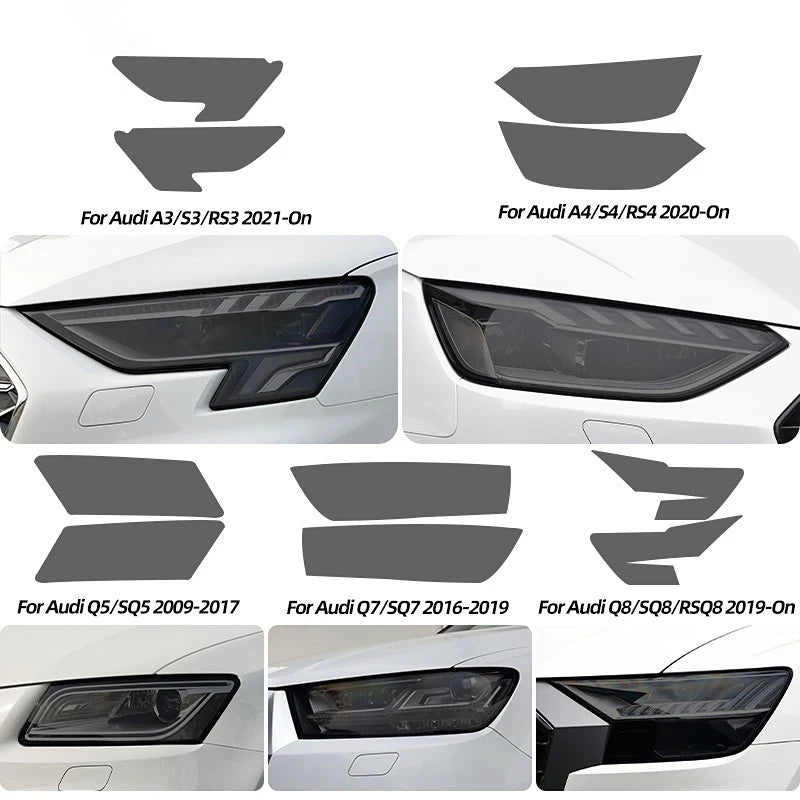 Self-Healing Smoked Black TPU Headlight Protection Film for Audi - image 3