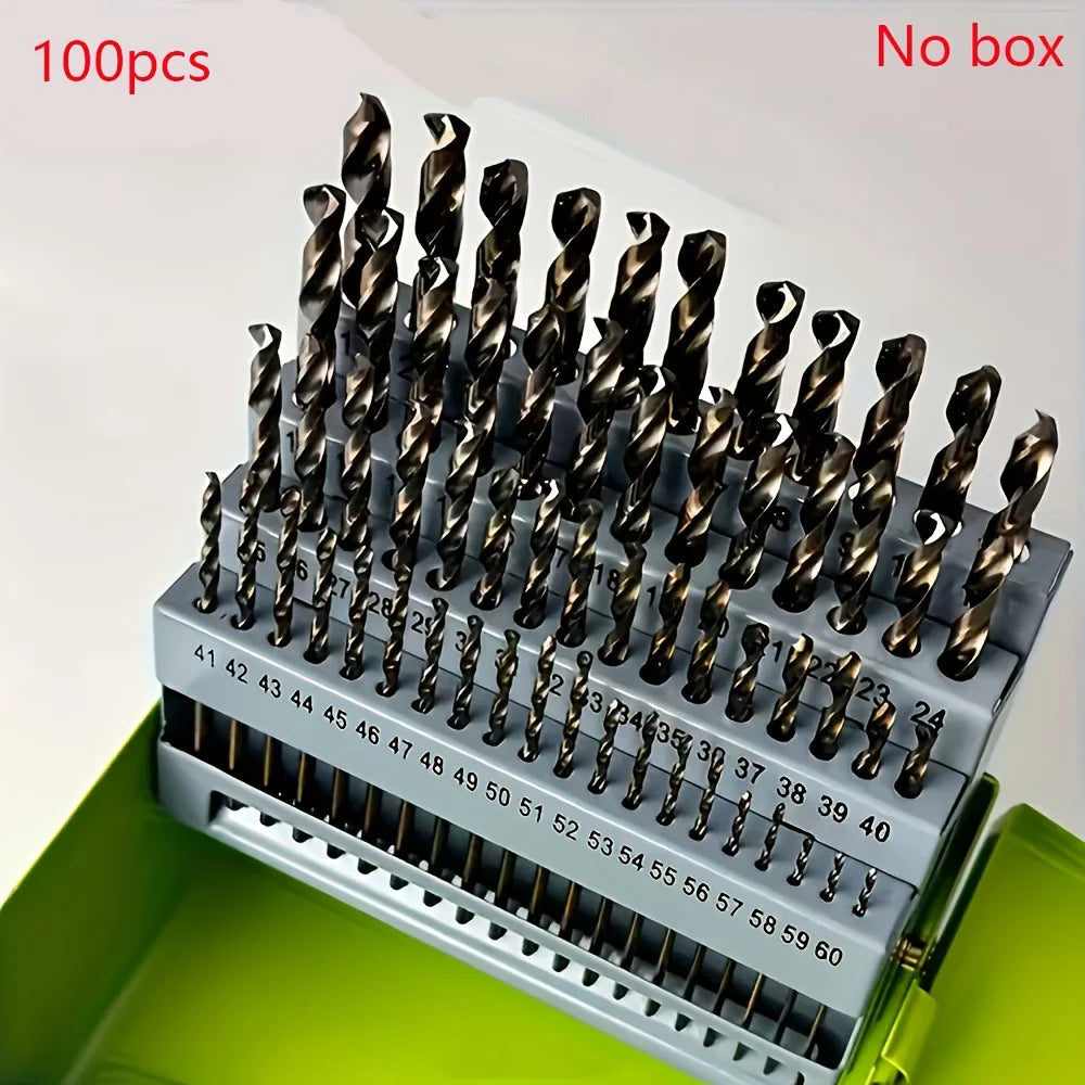 [Drill Bit Set] 100pcs Titanium-Coated Twist Drill Bit Set 1-3Mm Small Drill Bit Electric Drill Drilling Set Woodworking