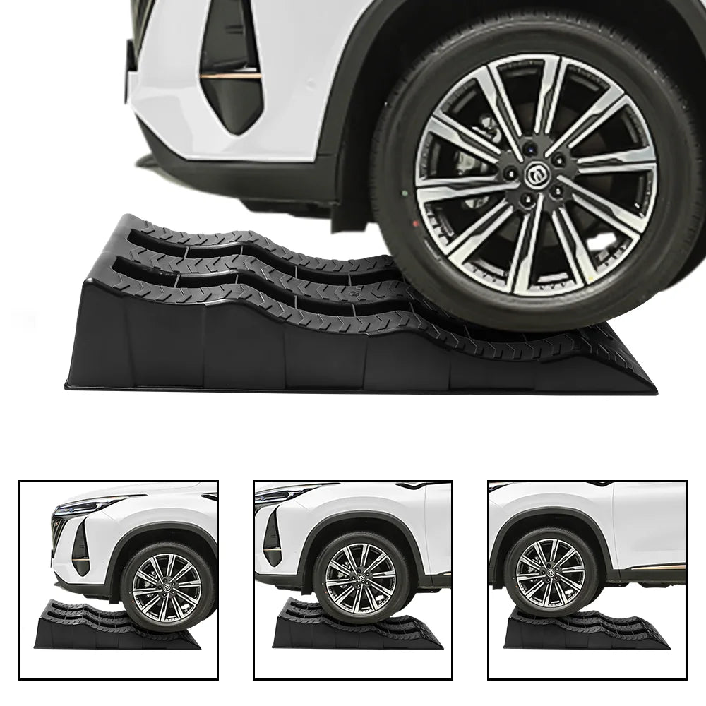 2pcs Car Ramps RV Wheel Chocks 3-Step Camper Leveling Blocks Trailer Wheel Chocks And Levelers Heavy Duty Tire Ramp