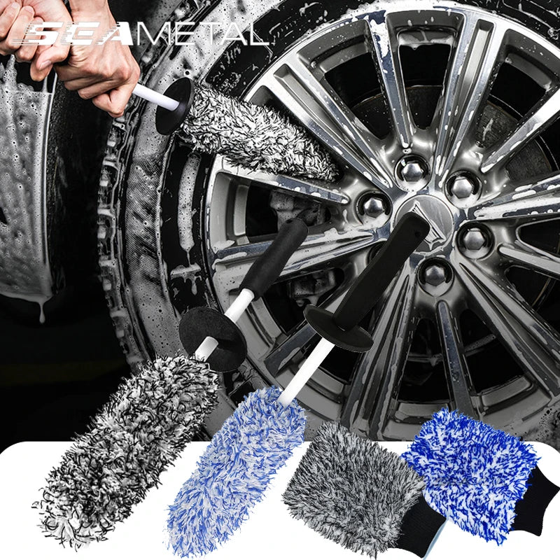 Microfiber Car Wash Mitt or Wheel Spoke Brush
