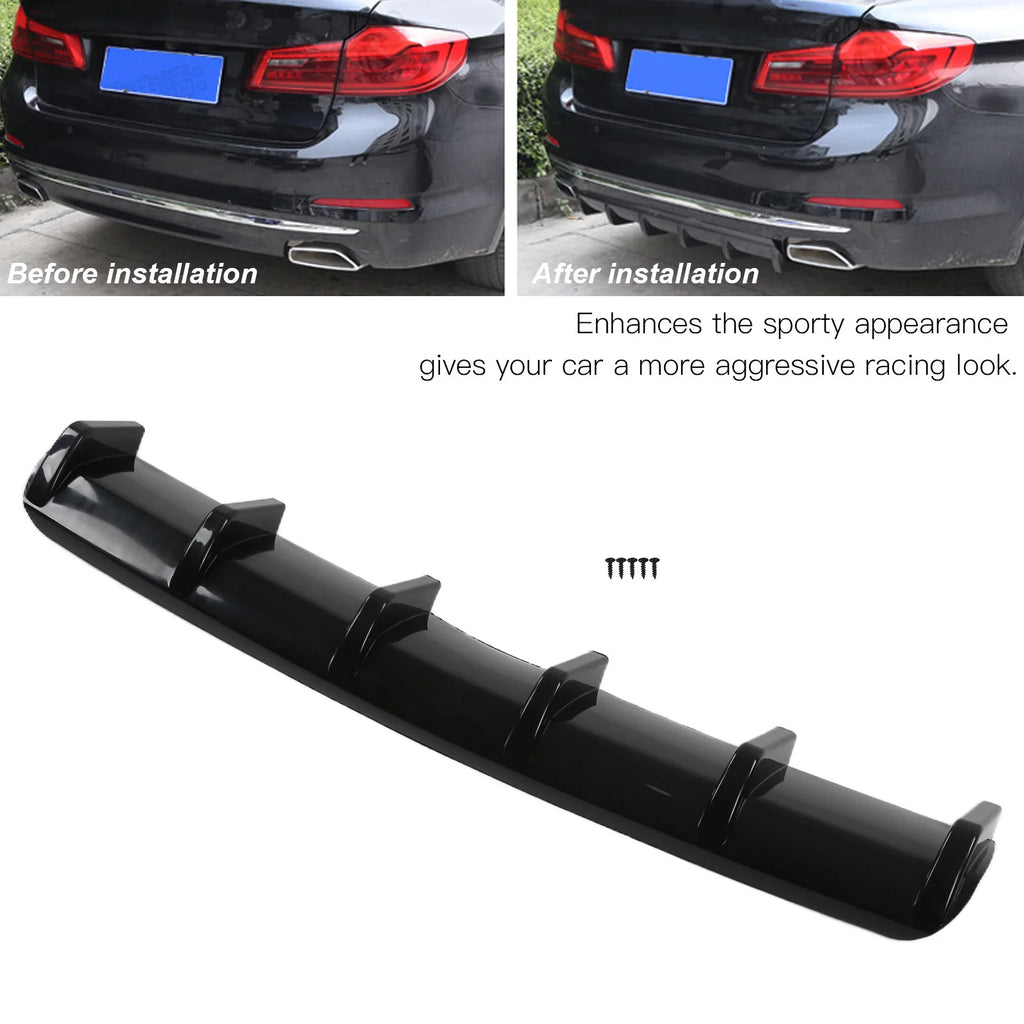 Rear Bumper Diffuser Fin Spoiler Chassis Splitter Glossy Black Aerodynamic Accessory for Car Rear Diffuser