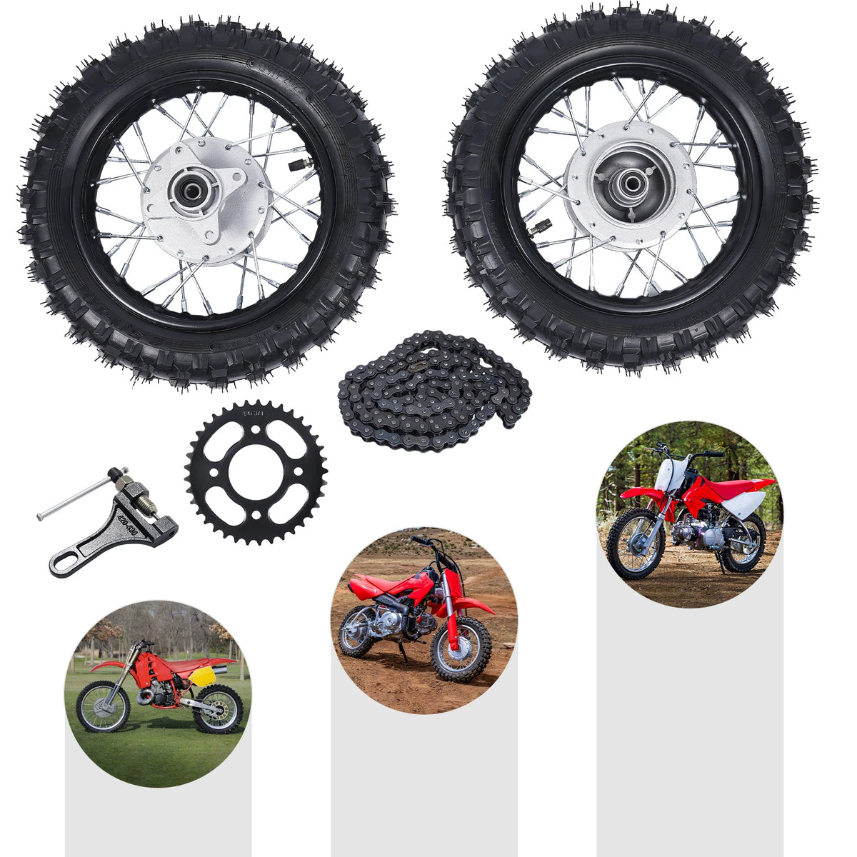2.5-10 Dirt Bike Wheel Set with Sprocket for CRF50 & KLX110 - image 15