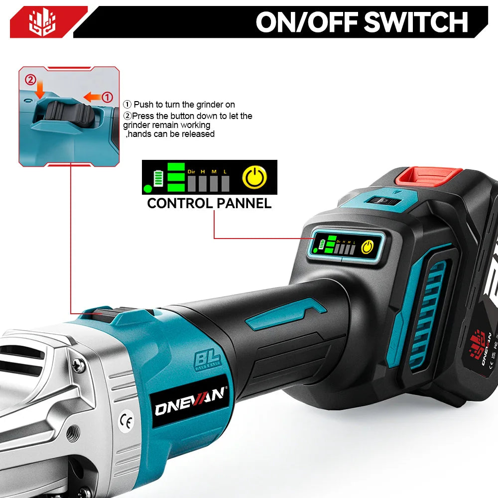 Cordless Angle Grinder 125mm 6-Speed Brushless for Makita 18V Battery - image 4