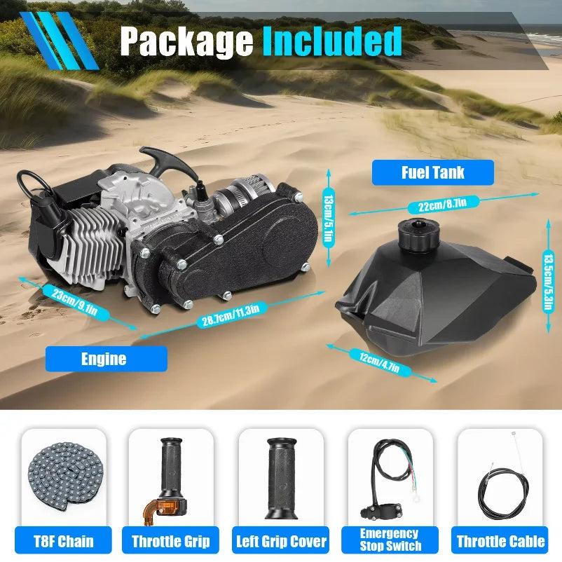 49cc 2-Stroke Pull Start Engine Kit with CVT Gearbox for Pocket Bikes