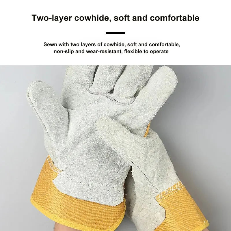 Full Palm Cowhide Welding Gloves, Thickened Wear-Resistant Insulated