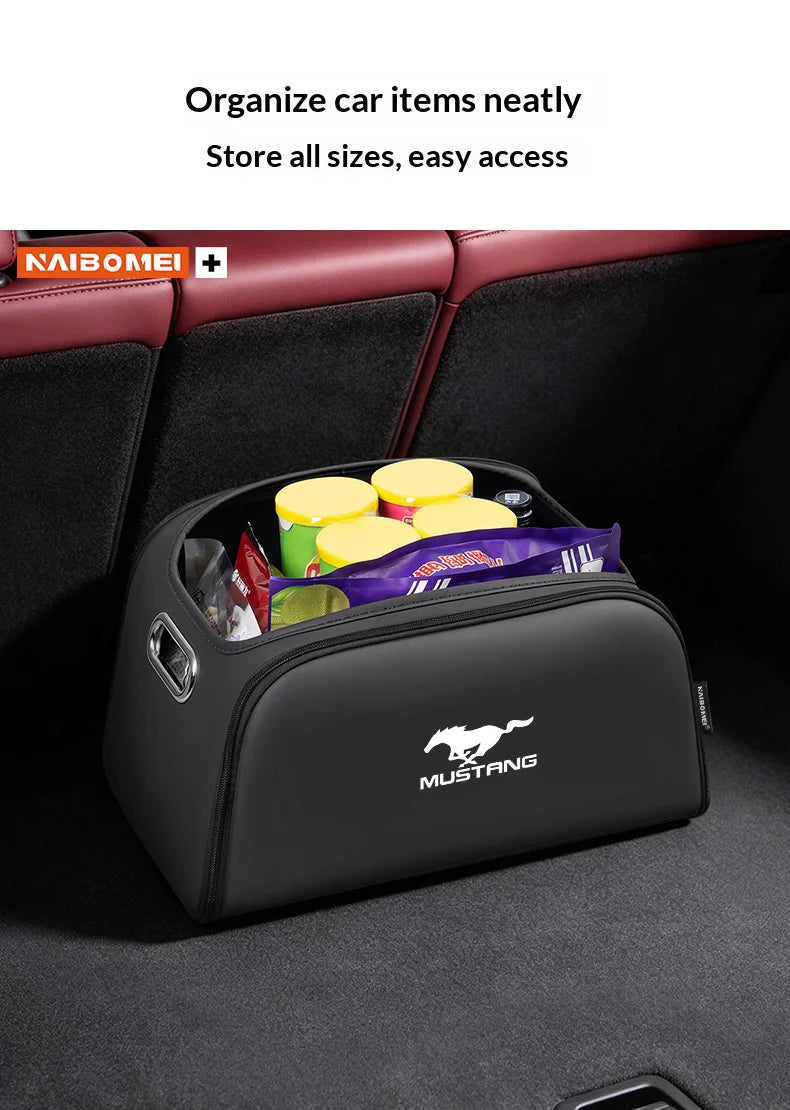 Car Trunk Organizer Box with Pocket for Ford Mustang