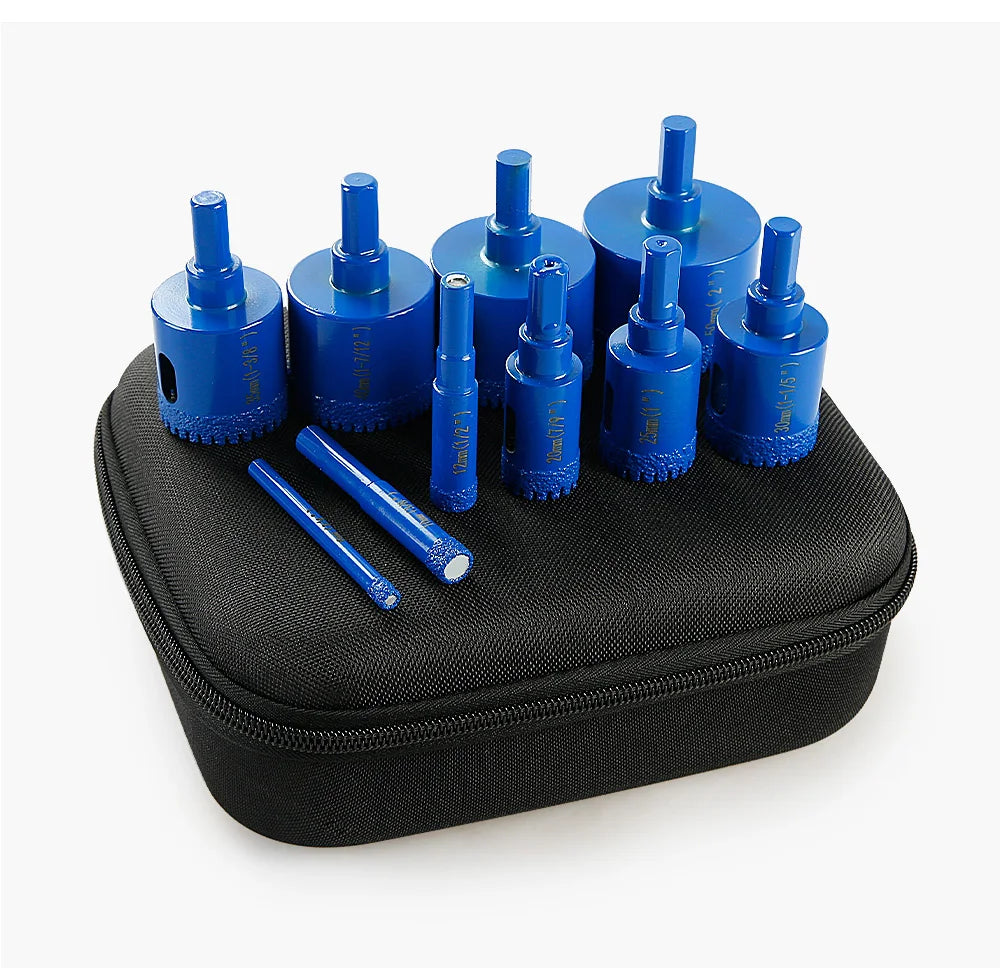 LOZLIN 10PCS Diamond Core Drill Bit Set 6-50mm Vacuum Brazed Hole Saw Kit for Porcelain Tile Ceramic Tile Granite Marble Stone Dry Drilling Cutter Tool Diamond Hole Cutter Drill Bits for Angle Grinder Hand Drill