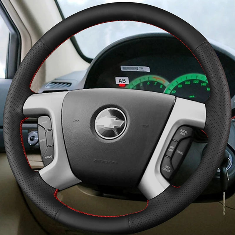 Genuine Leather Steering Wheel Cover for Chevy Silverado & GMC Sierra - image 3