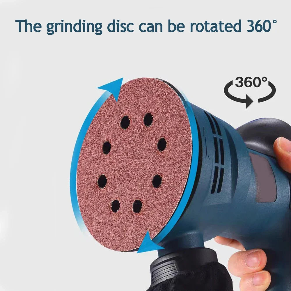 300W Powerful Electric Eccentric Sander 125mm 5 Inch 6 Speed Adjustment Wood Sanding Polisher Portable Car Polishing Machine Wit