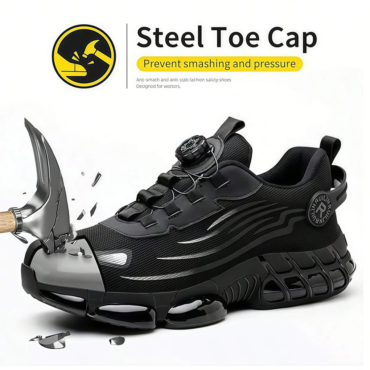 Lightweight Steel Toe Work Shoes with Rotating Buckle - image 2