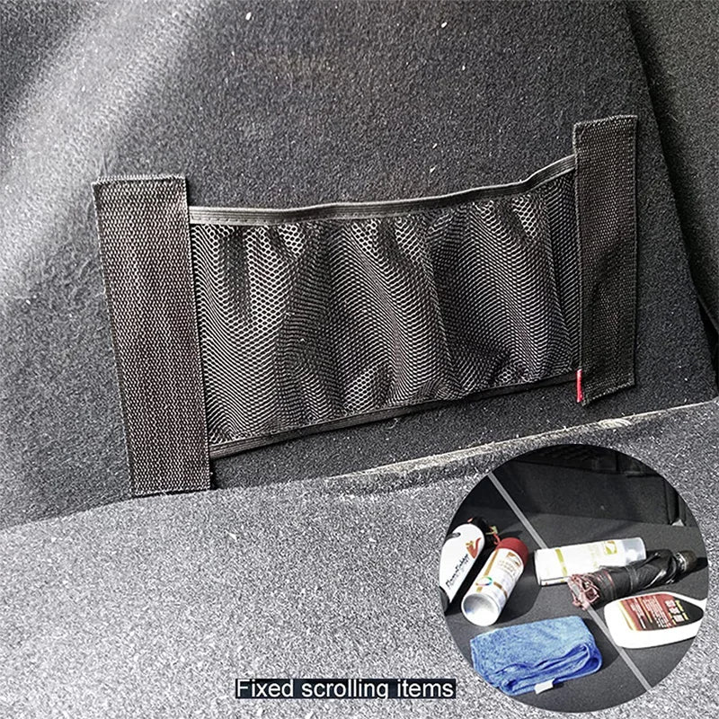Elastic Trunk Storage Net with Hook-and-Loop Straps